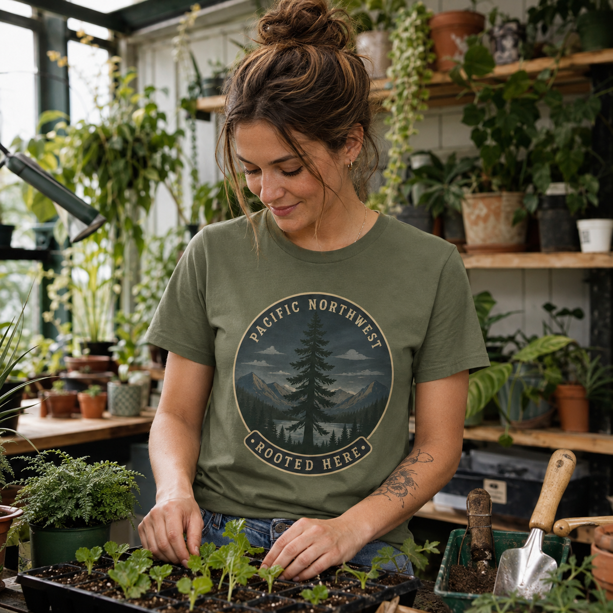 Pacific Northwest Tree T‑Shirt — “Rooted Here” Tee