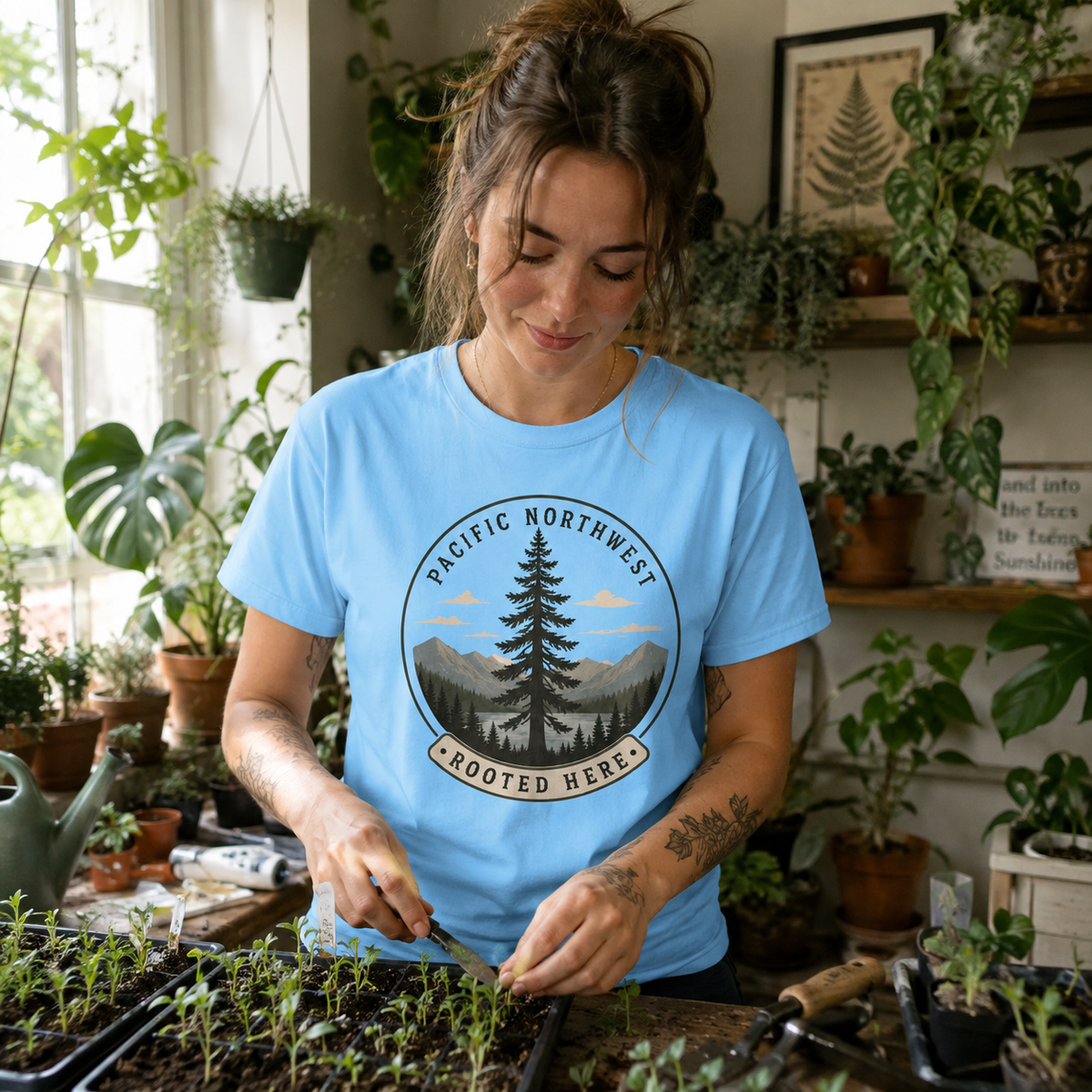 Pacific Northwest Tree T‑Shirt — “Rooted Here” Tee
