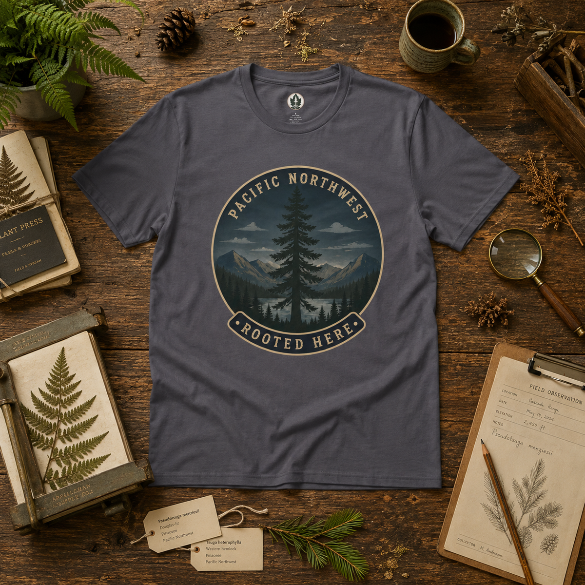 Pacific Northwest Tree T‑Shirt — “Rooted Here” Tee