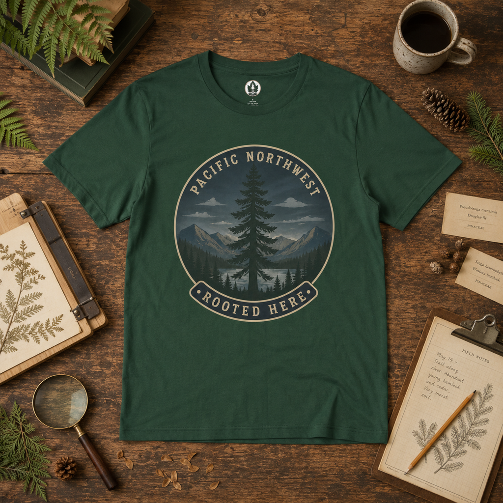 Pacific Northwest Tree T‑Shirt — “Rooted Here” Tee