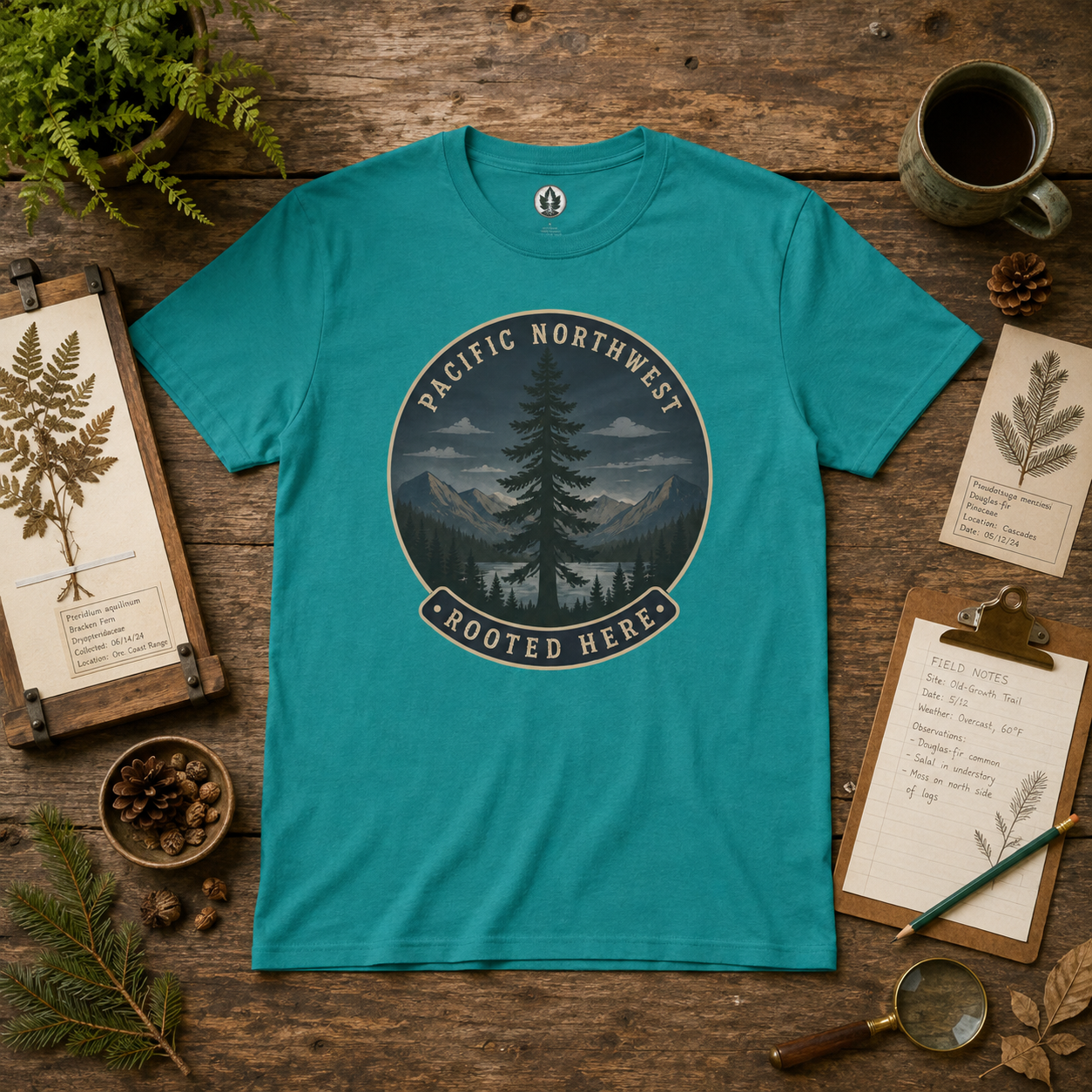 Pacific Northwest Tree T‑Shirt — “Rooted Here” Tee