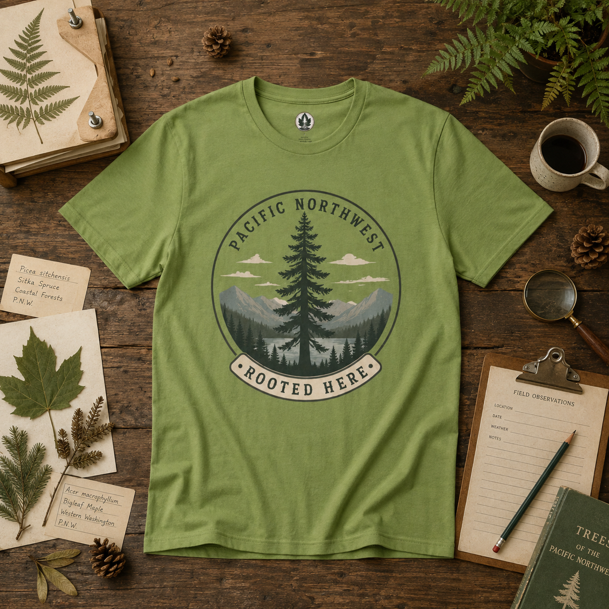 Pacific Northwest Tree T‑Shirt — “Rooted Here” Tee