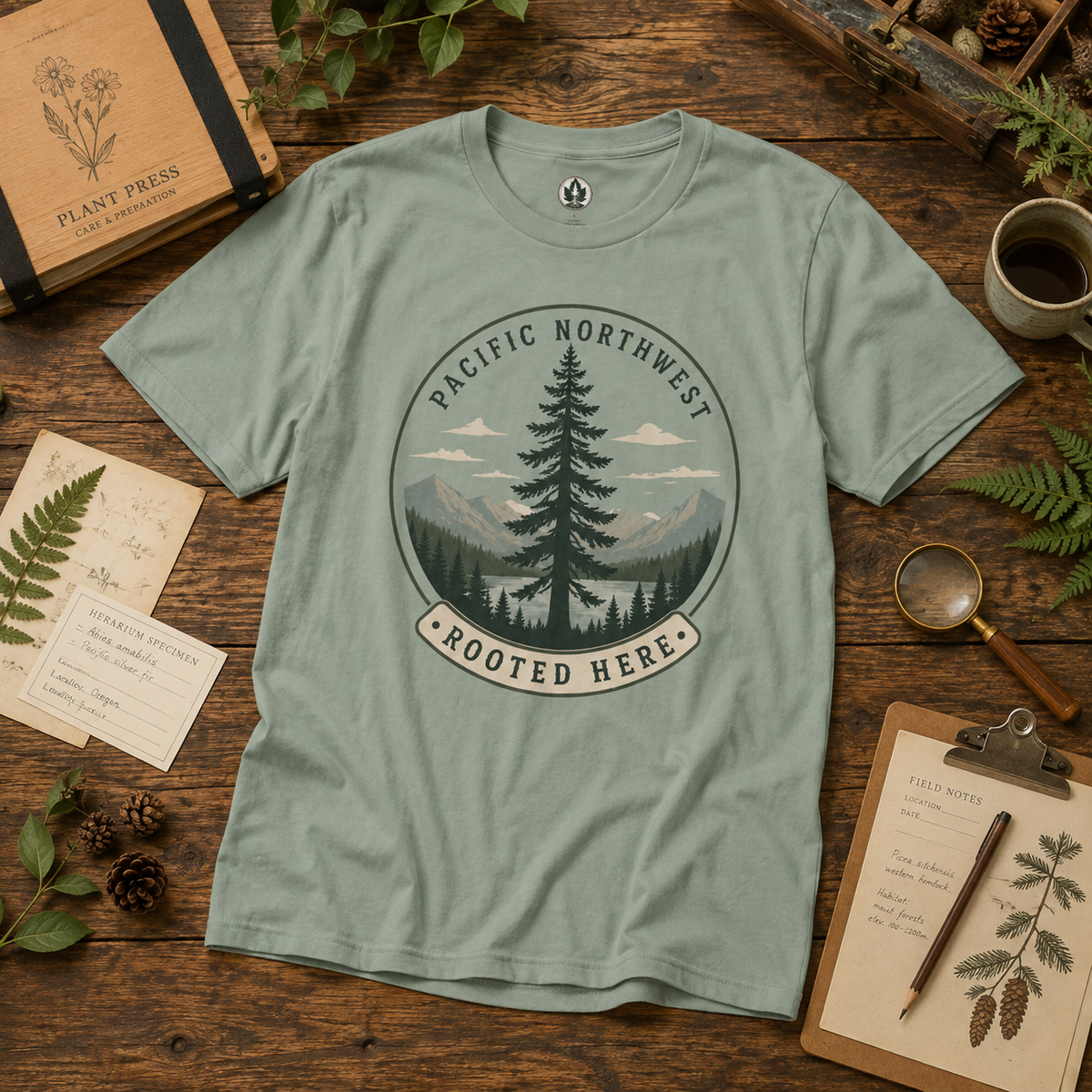 Pacific Northwest Tree T‑Shirt — “Rooted Here” Tee