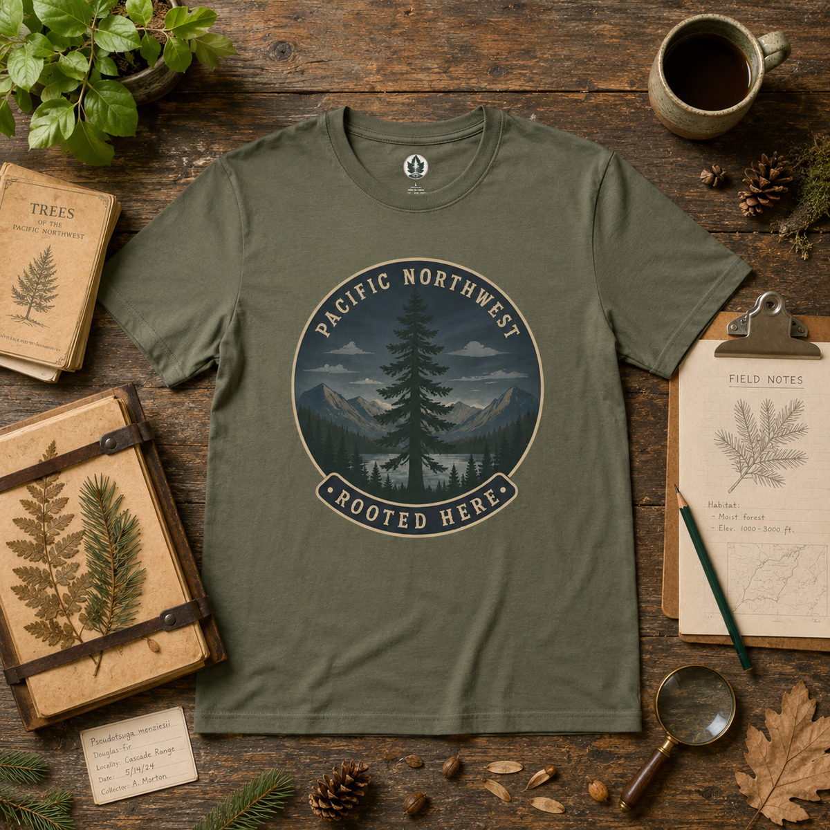 Pacific Northwest Tree T‑Shirt — “Rooted Here” Tee