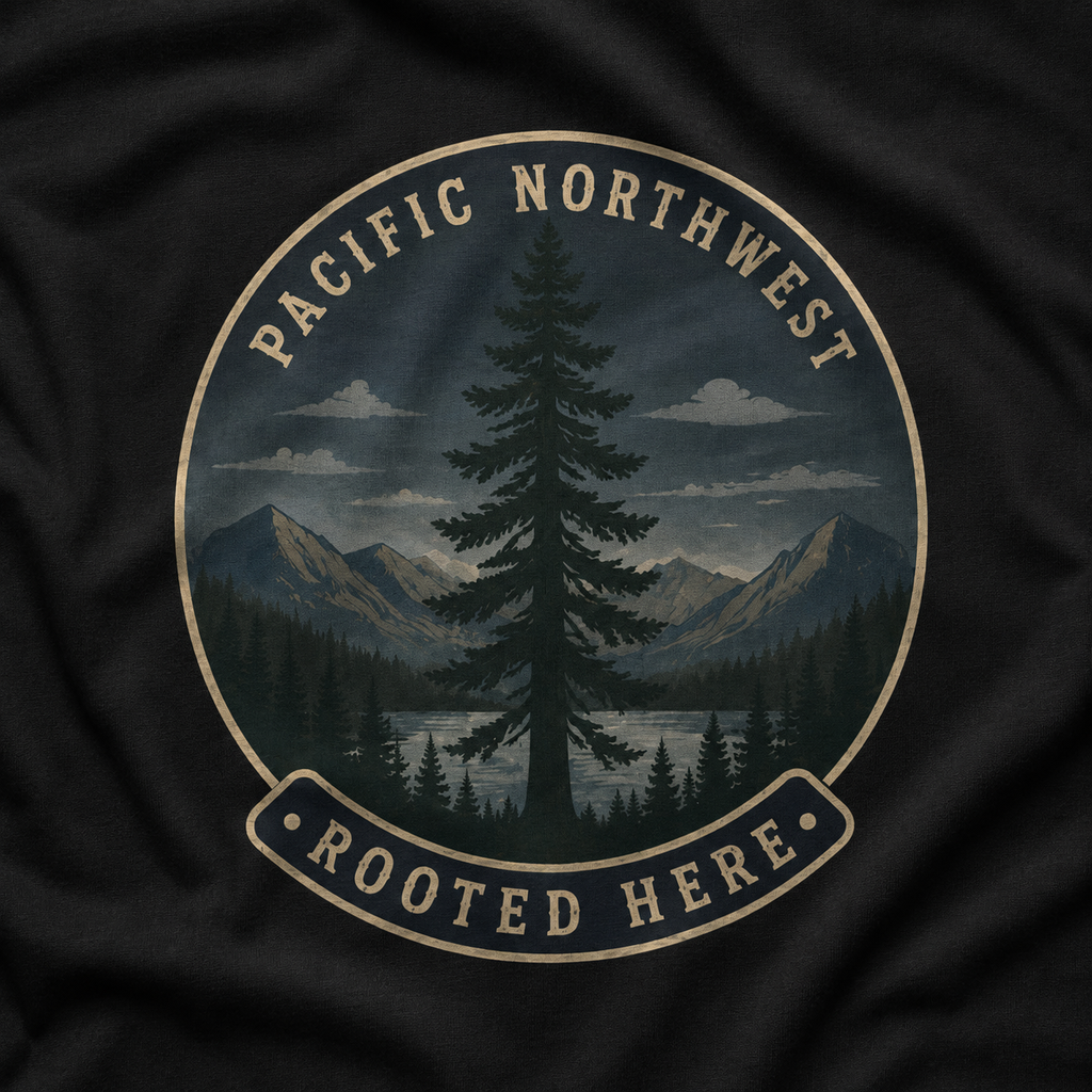 Pacific Northwest Tree T‑Shirt — “Rooted Here” Tee