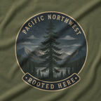 Pacific Northwest Tree T‑Shirt — “Rooted Here” Tee