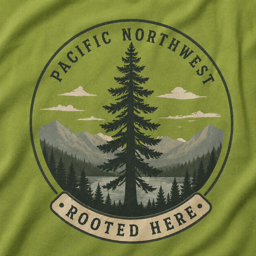 Pacific Northwest Tree T‑Shirt — “Rooted Here” Tee