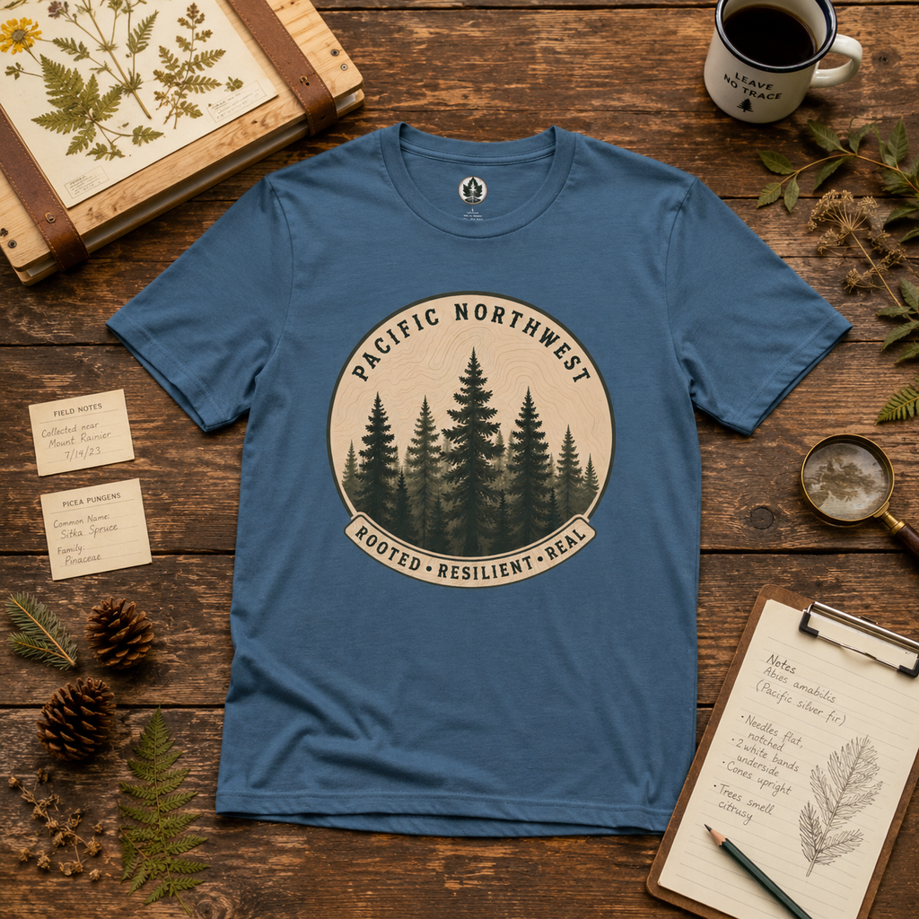 Pacific Northwest Tree T‑Shirt - "Rooted - Resilient - Real"