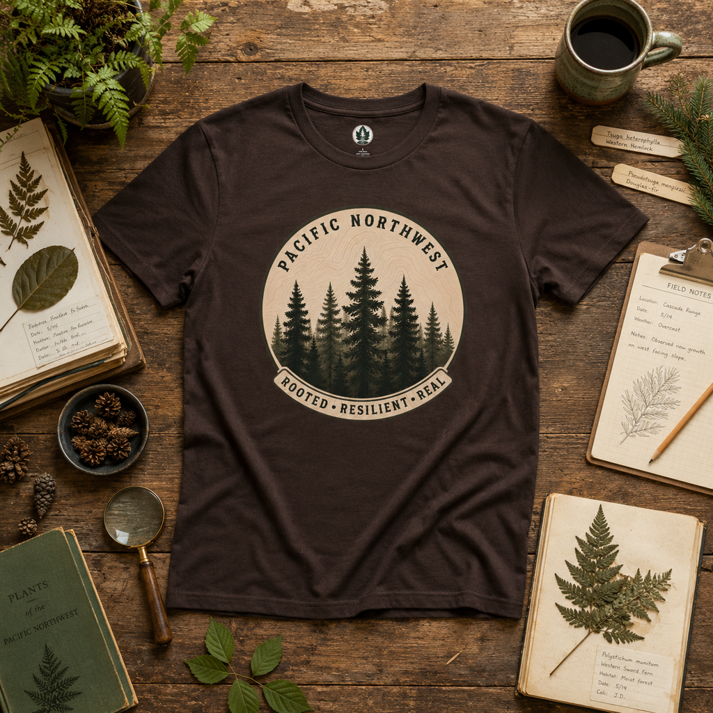 Pacific Northwest Tree T‑Shirt - "Rooted - Resilient - Real"