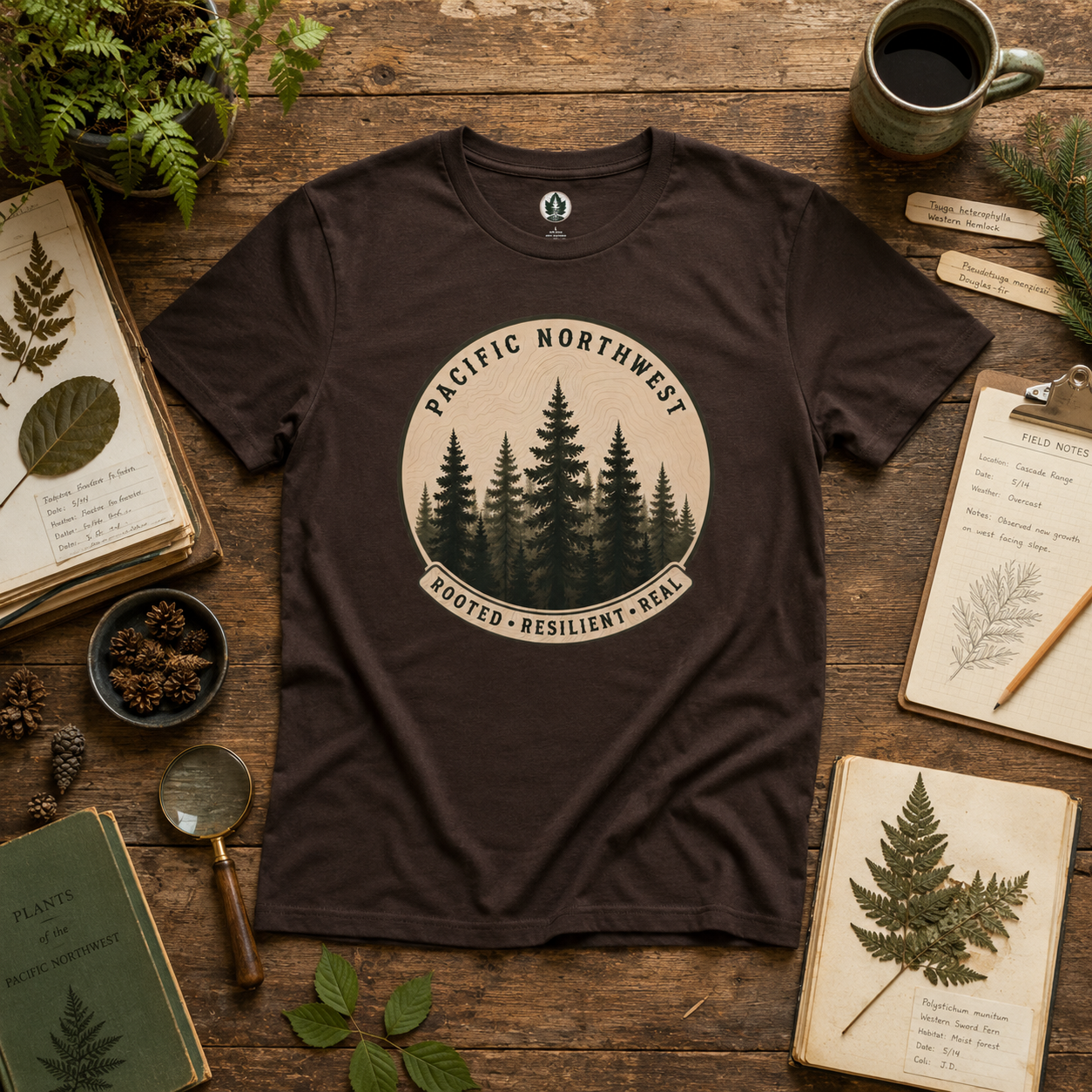 Pacific Northwest Tree T‑Shirt - "Rooted - Resilient - Real"