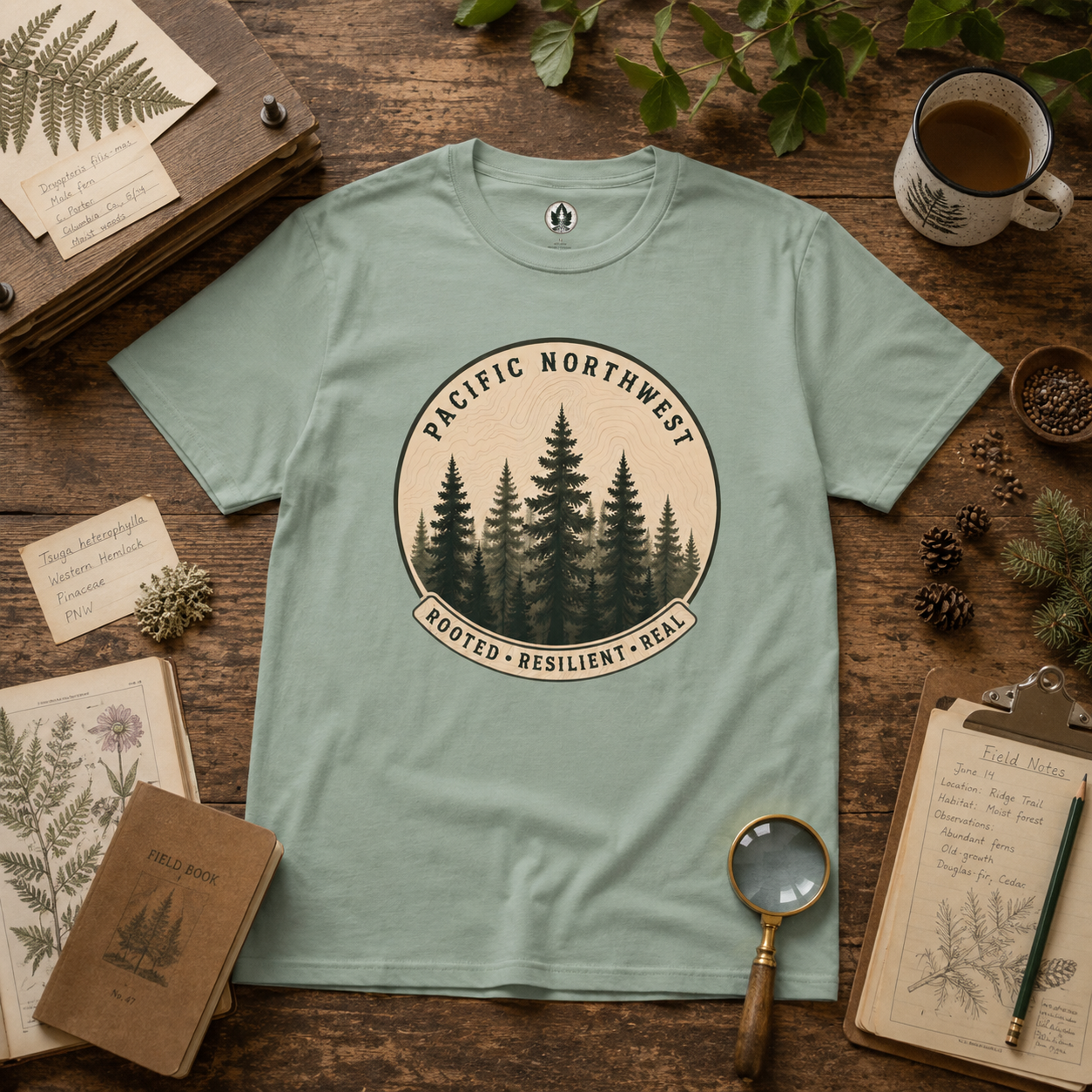 Pacific Northwest Tree T‑Shirt - "Rooted - Resilient - Real"