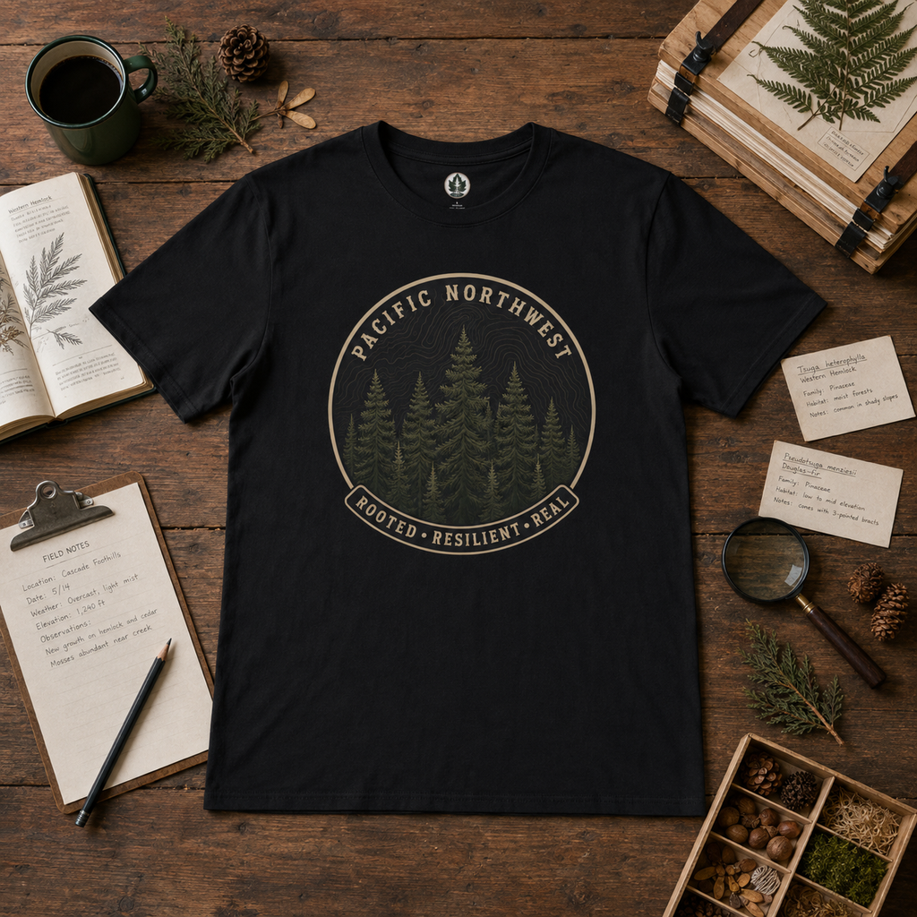 Pacific Northwest Tree T‑Shirt - "Rooted - Resilient - Real"