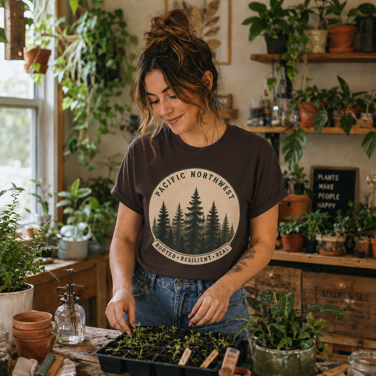 Pacific Northwest Tree T‑Shirt - "Rooted - Resilient - Real"
