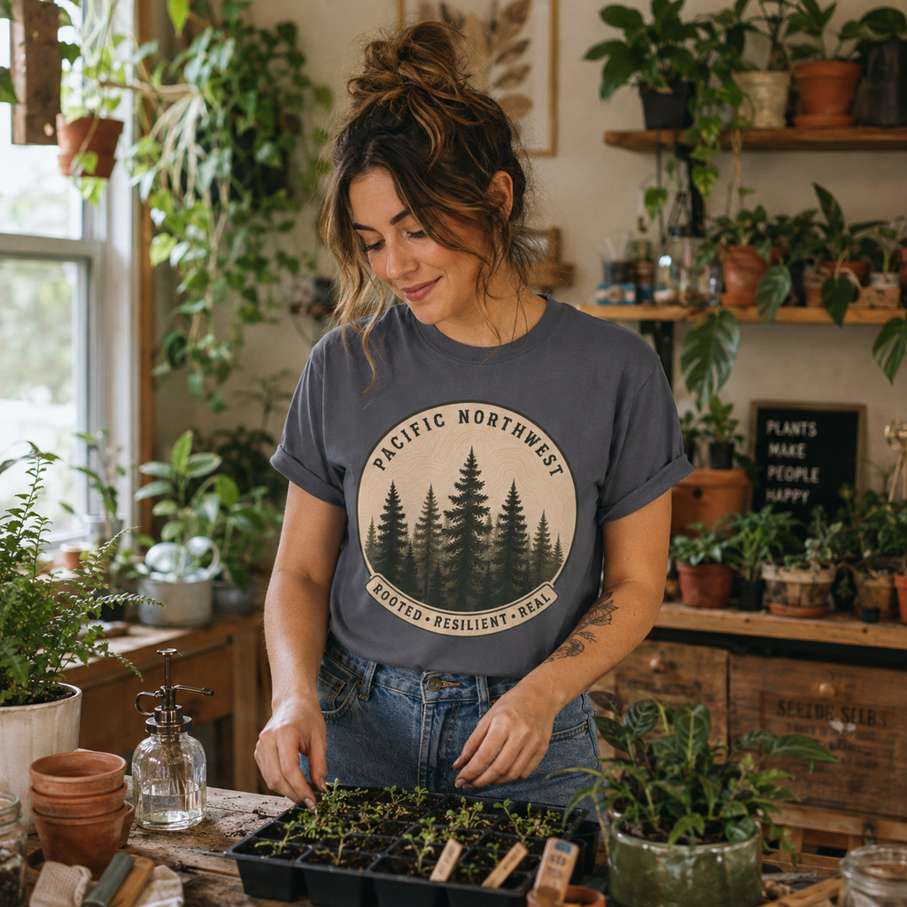 Pacific Northwest Tree T‑Shirt - "Rooted - Resilient - Real"