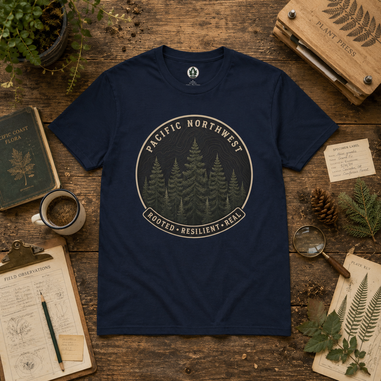 Pacific Northwest Tree T‑Shirt - "Rooted - Resilient - Real"
