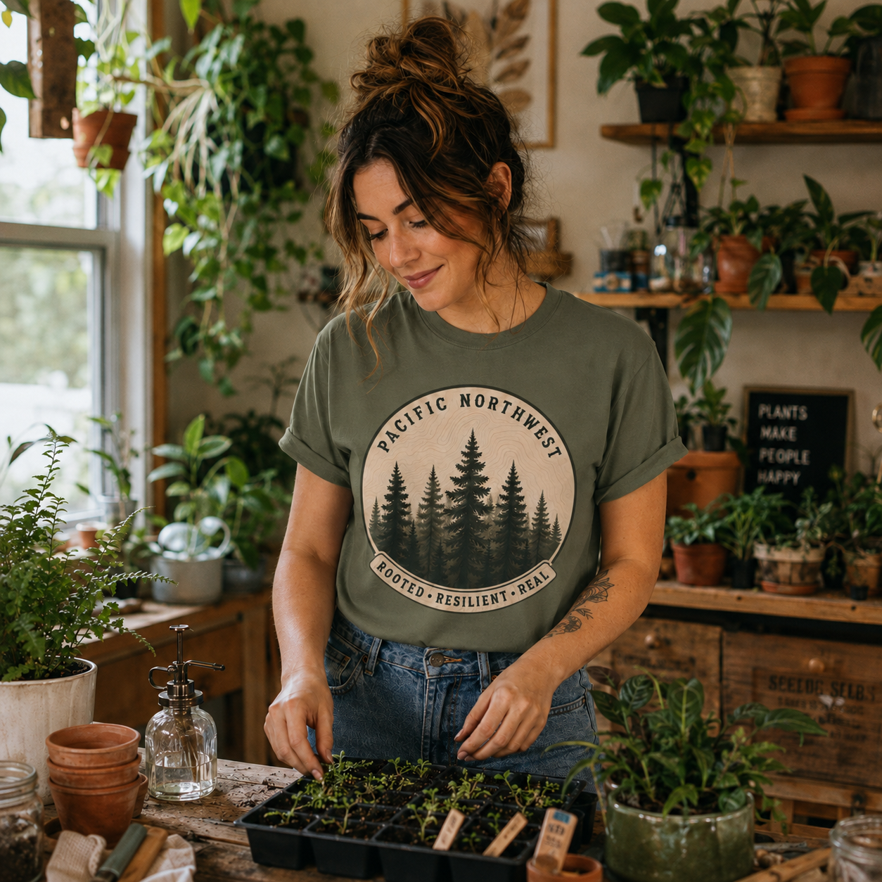 Pacific Northwest Tree T‑Shirt - "Rooted - Resilient - Real"