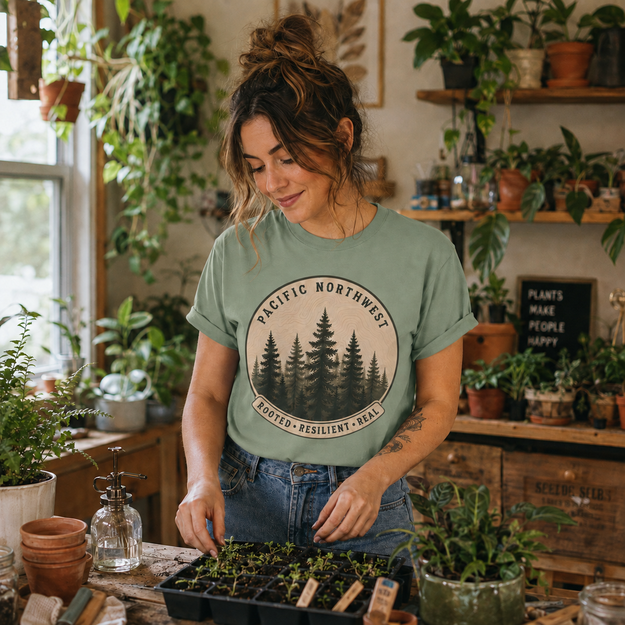 Pacific Northwest Tree T‑Shirt - "Rooted - Resilient - Real"
