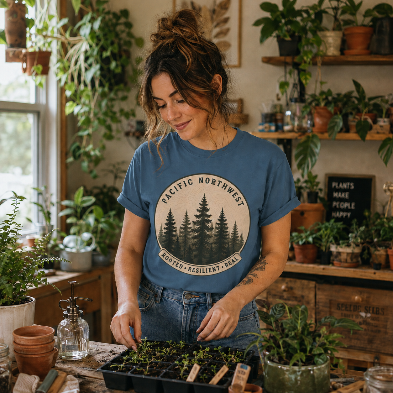 Pacific Northwest Tree T‑Shirt - "Rooted - Resilient - Real"