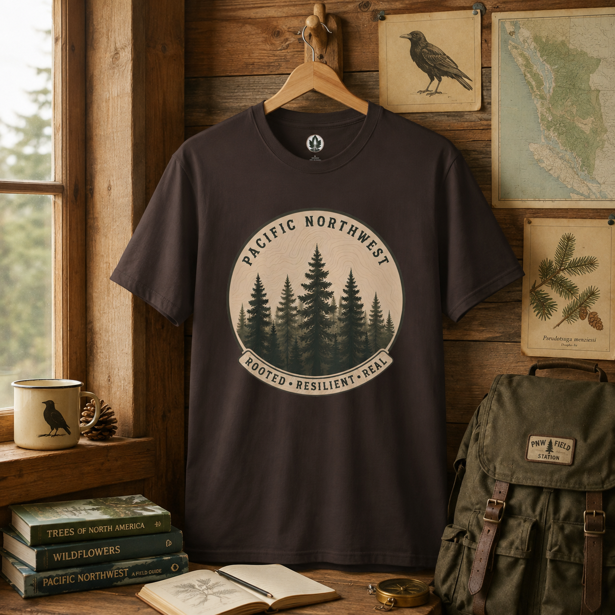 Pacific Northwest Tree T‑Shirt - "Rooted - Resilient - Real"
