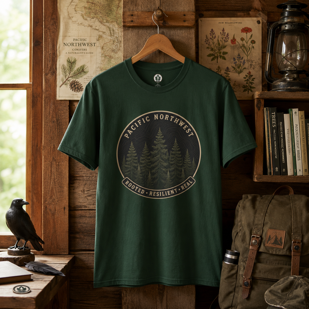 Pacific Northwest Tree T‑Shirt - "Rooted - Resilient - Real"