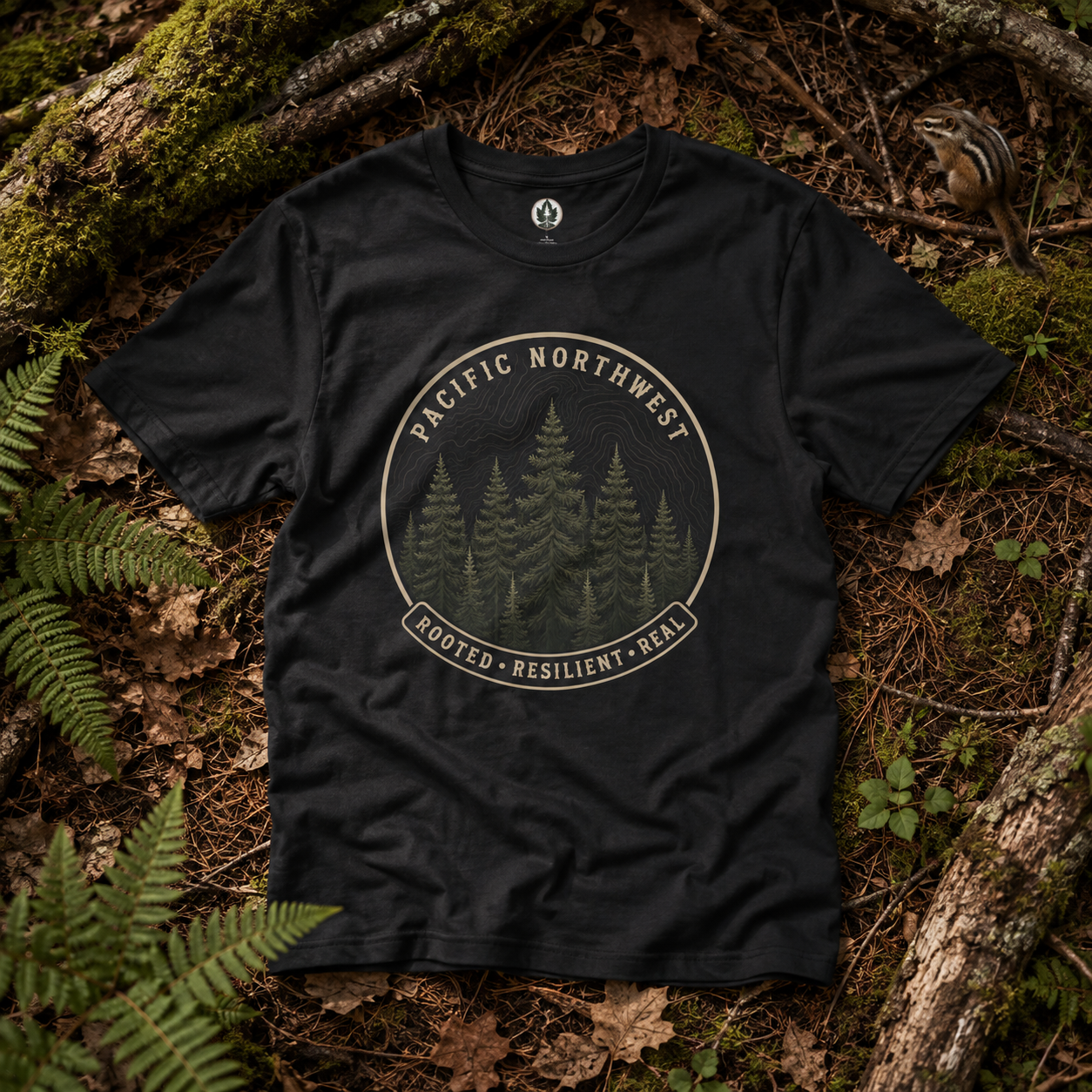 Pacific Northwest Tree T‑Shirt - "Rooted - Resilient - Real"