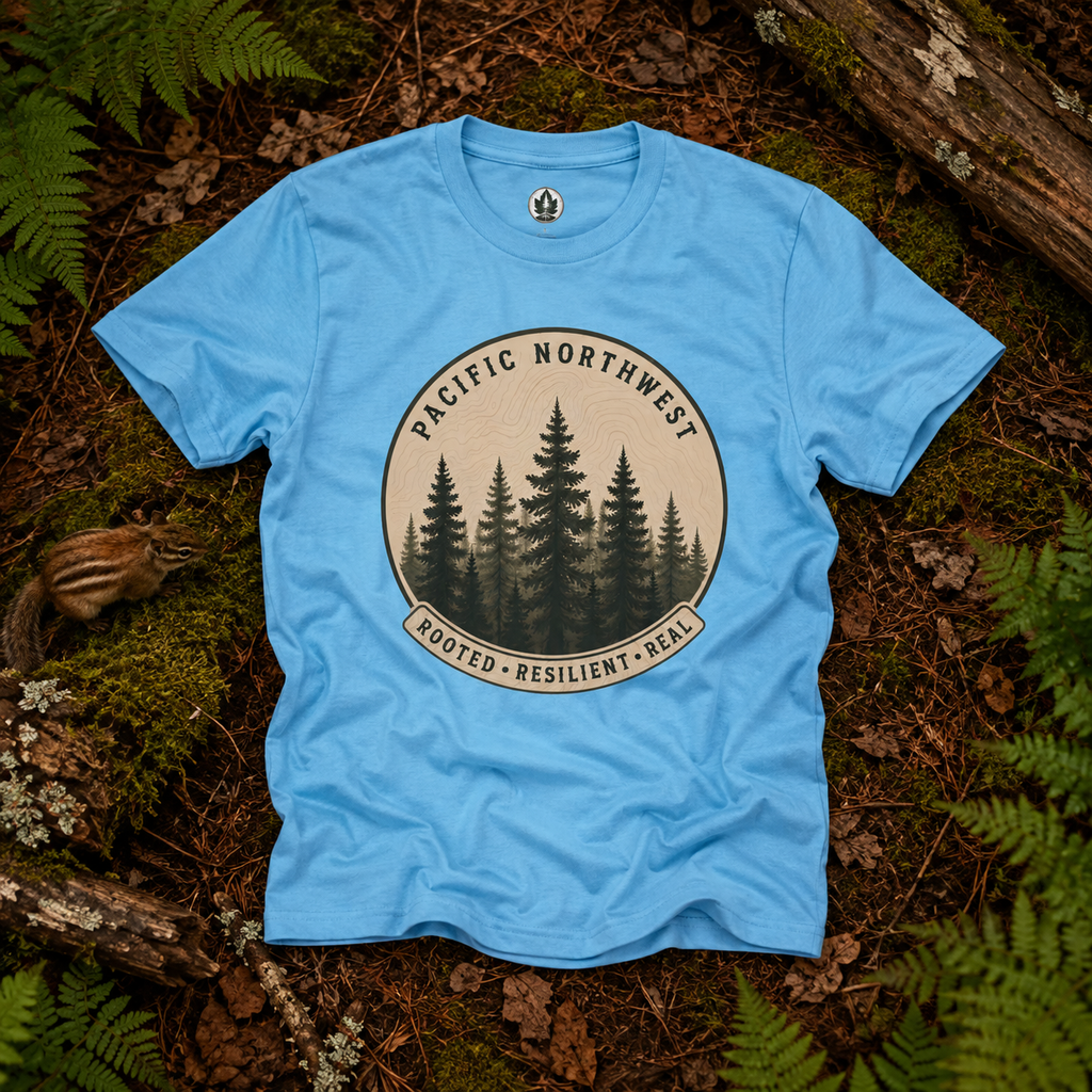 Pacific Northwest Tree T‑Shirt - "Rooted - Resilient - Real"