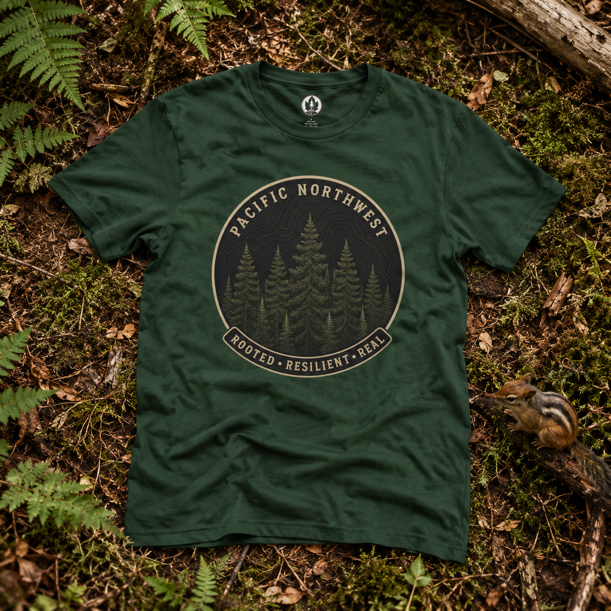 Pacific Northwest Tree T‑Shirt - "Rooted - Resilient - Real"