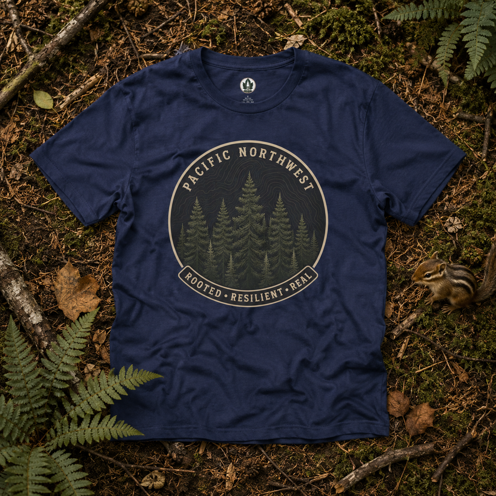 Pacific Northwest Tree T‑Shirt - "Rooted - Resilient - Real"
