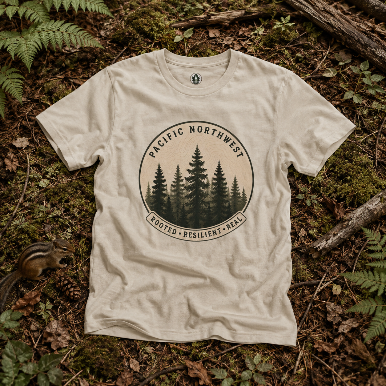 Pacific Northwest Tree T‑Shirt - "Rooted - Resilient - Real"