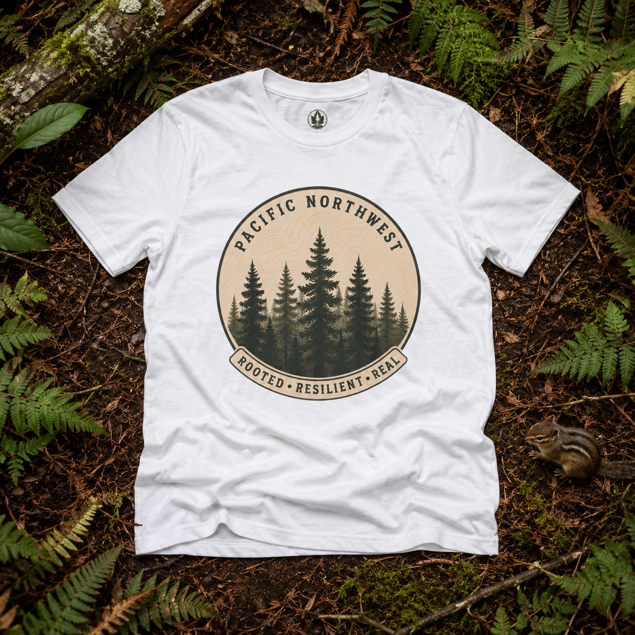 Pacific Northwest Tree T‑Shirt - "Rooted - Resilient - Real"