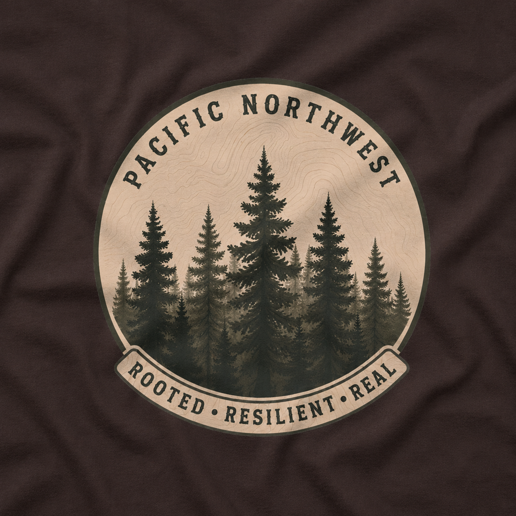 Pacific Northwest Tree T‑Shirt - "Rooted - Resilient - Real"