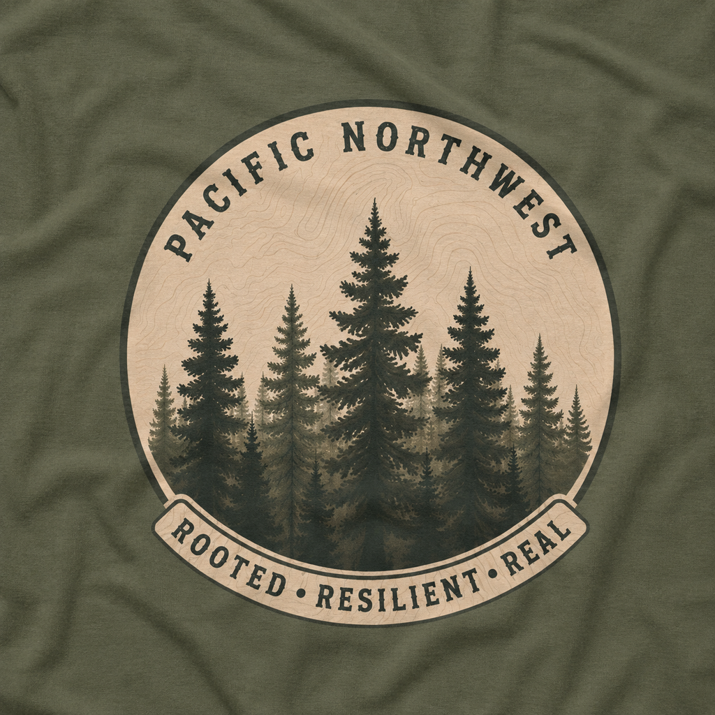 Pacific Northwest Tree T‑Shirt - "Rooted - Resilient - Real"