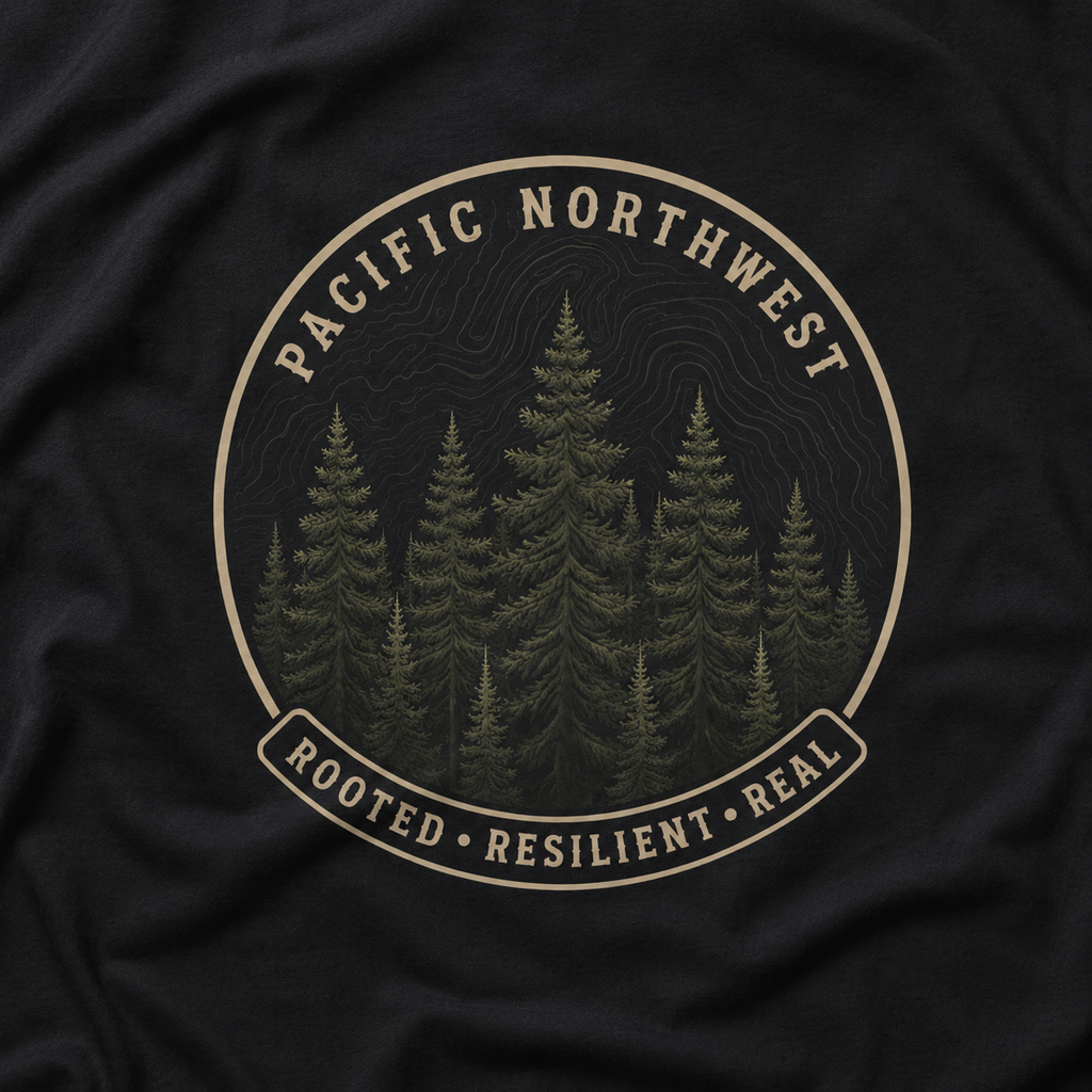 Pacific Northwest Tree T‑Shirt - "Rooted - Resilient - Real"