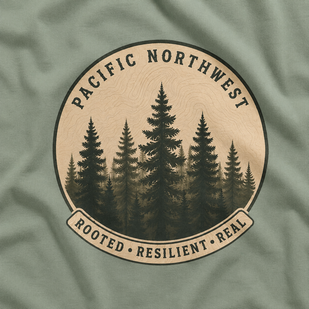 Pacific Northwest Tree T‑Shirt - "Rooted - Resilient - Real"