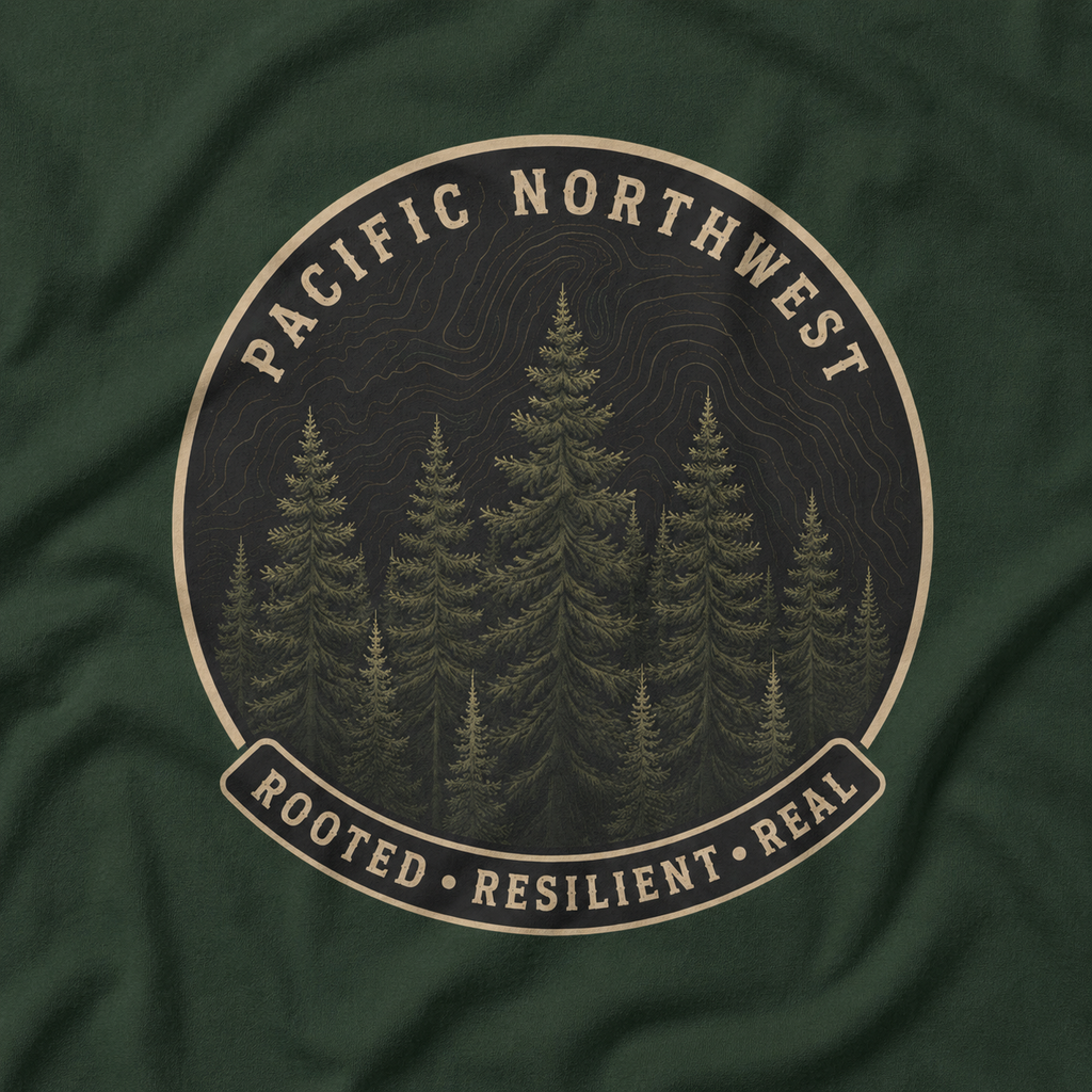 Pacific Northwest Tree T‑Shirt - "Rooted - Resilient - Real"