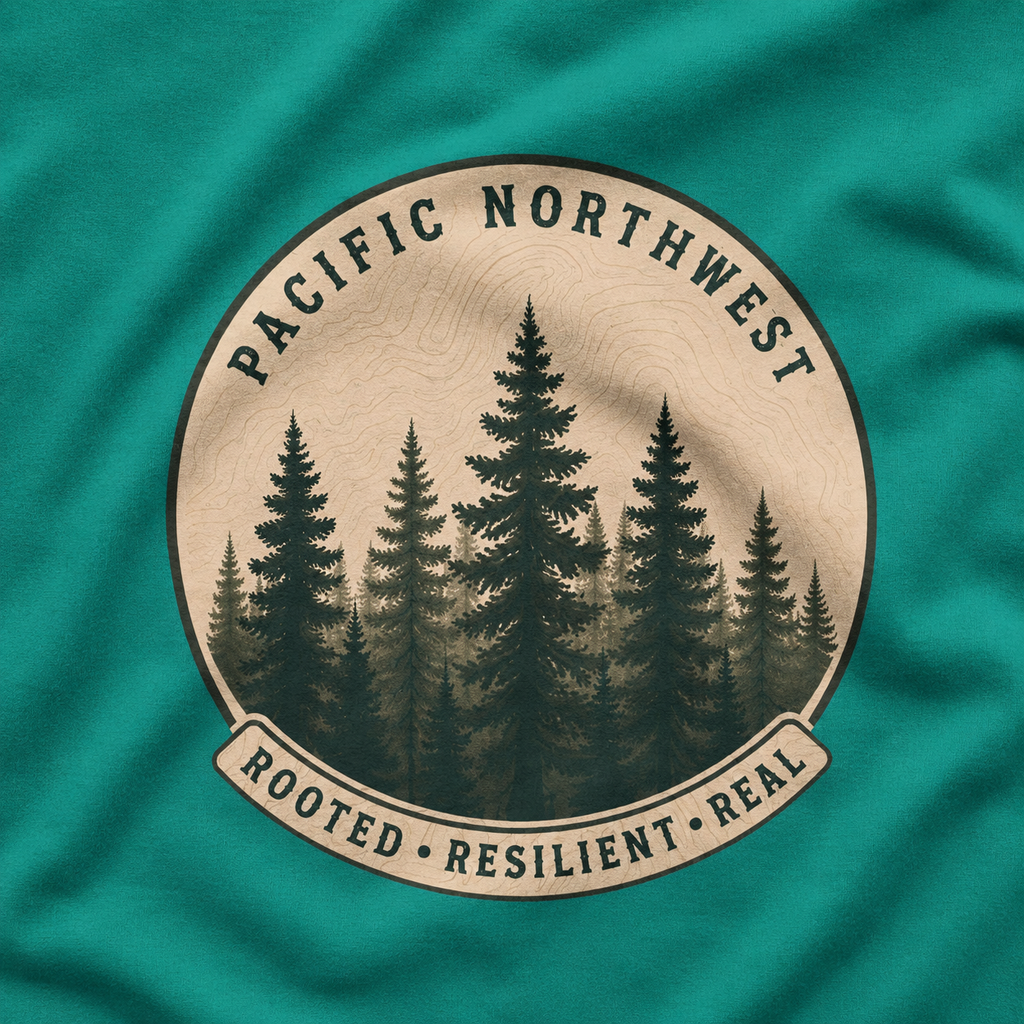 Pacific Northwest Tree T‑Shirt - "Rooted - Resilient - Real"