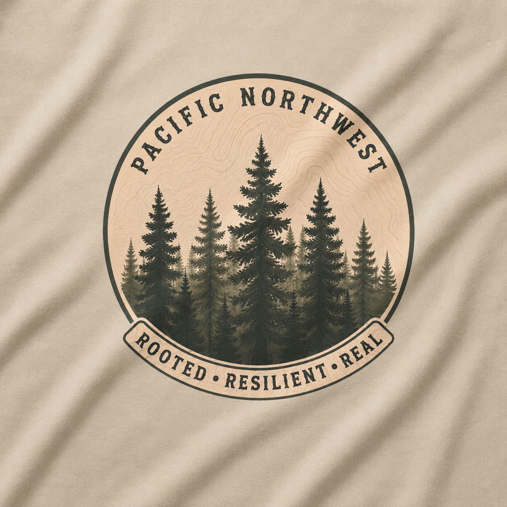 Pacific Northwest Tree T‑Shirt - "Rooted - Resilient - Real"