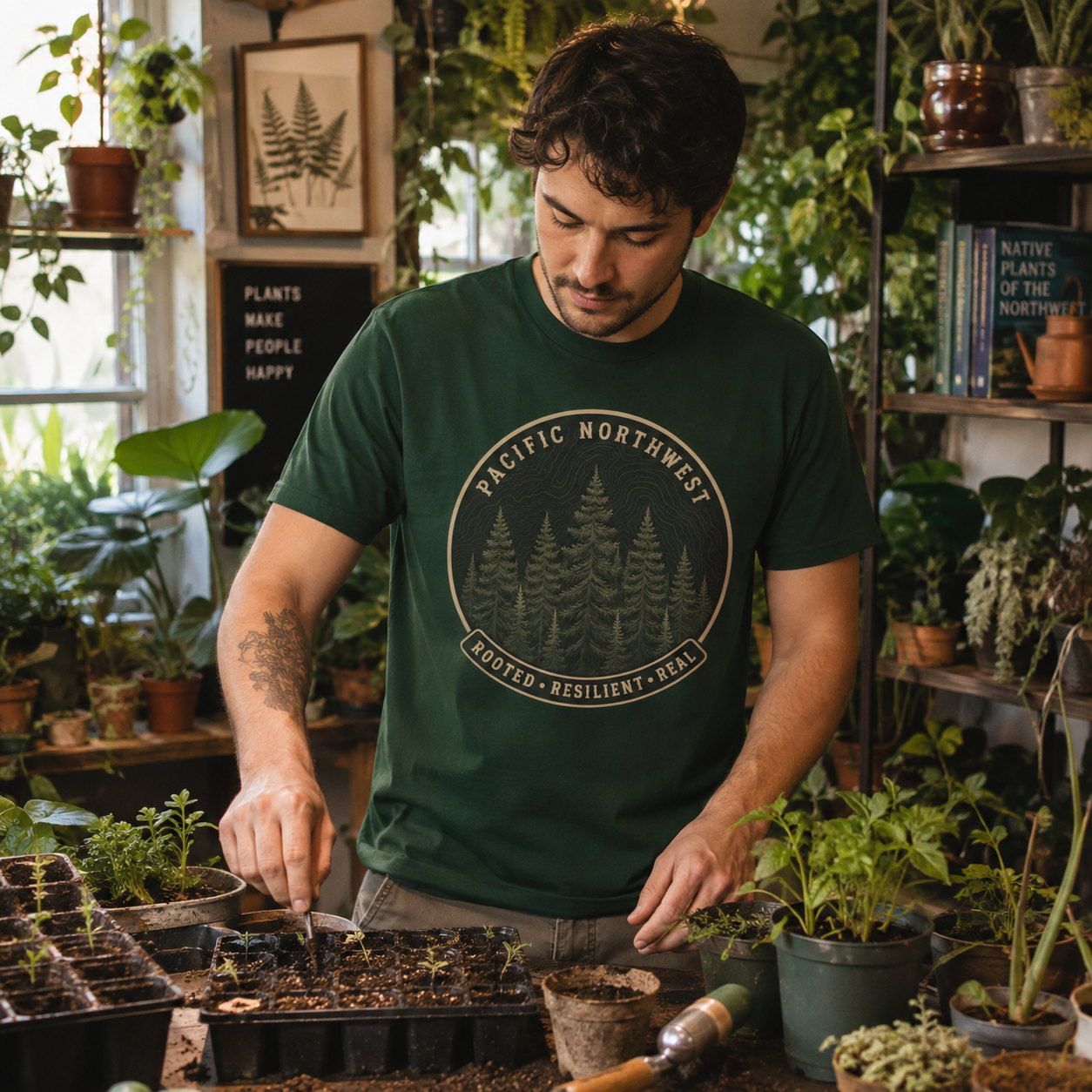 Pacific Northwest Tree T‑Shirt - "Rooted - Resilient - Real"
