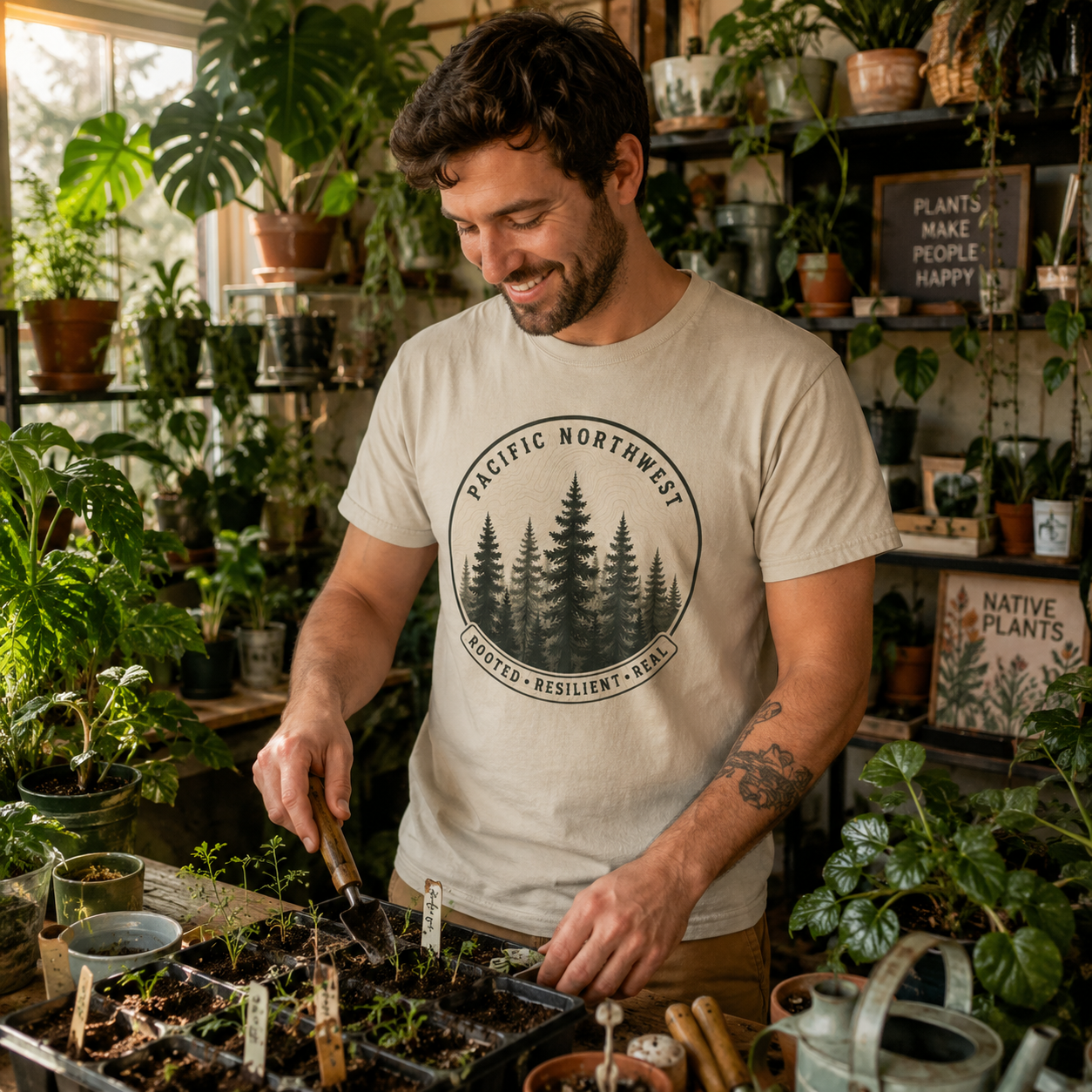 Pacific Northwest Tree T‑Shirt - "Rooted - Resilient - Real"