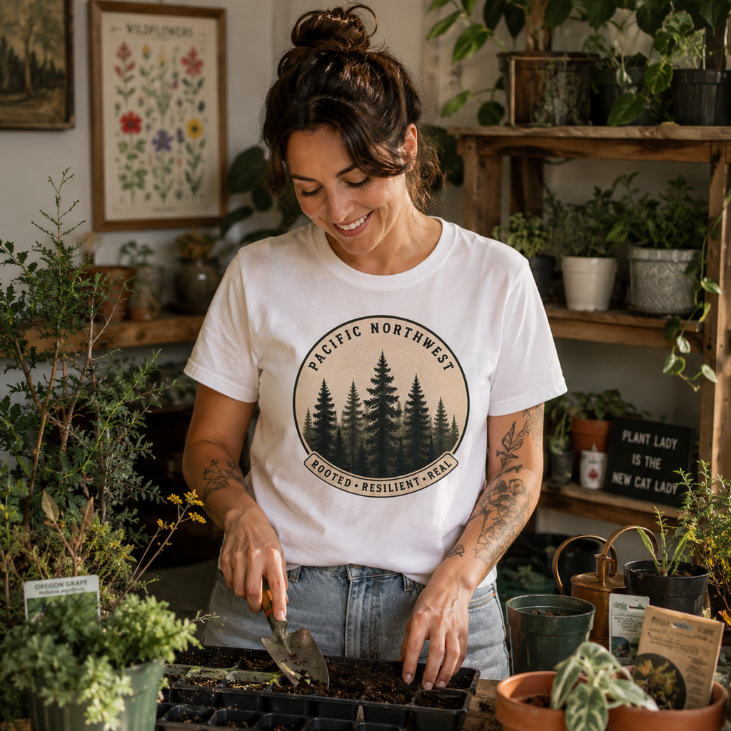 Pacific Northwest Tree T‑Shirt - "Rooted - Resilient - Real"