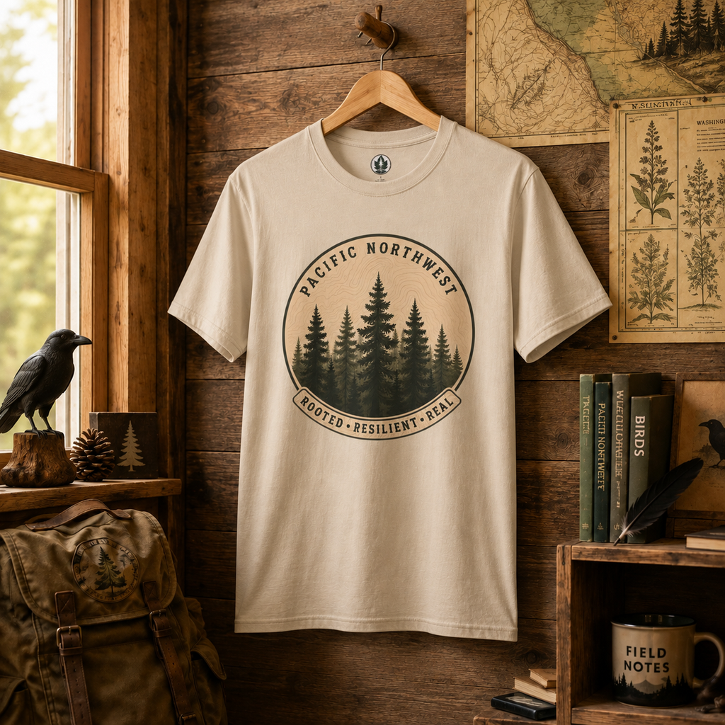 Pacific Northwest Tree T‑Shirt - "Rooted - Resilient - Real"