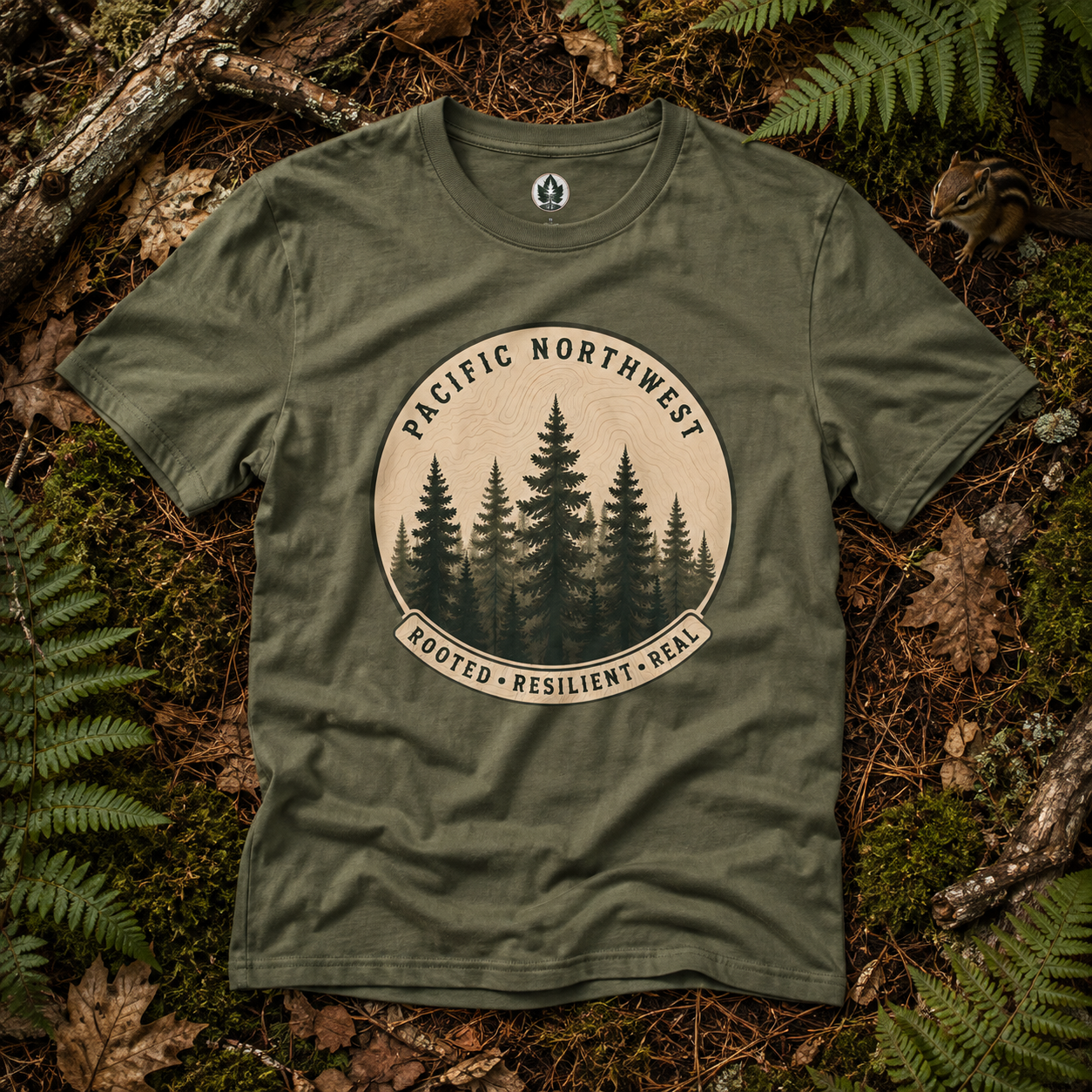 Pacific Northwest Tree T‑Shirt - "Rooted - Resilient - Real"