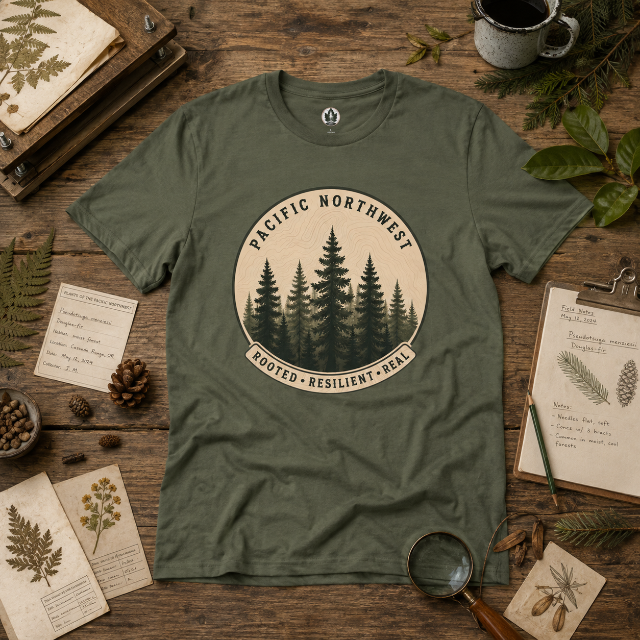 Pacific Northwest Tree T‑Shirt - "Rooted - Resilient - Real"
