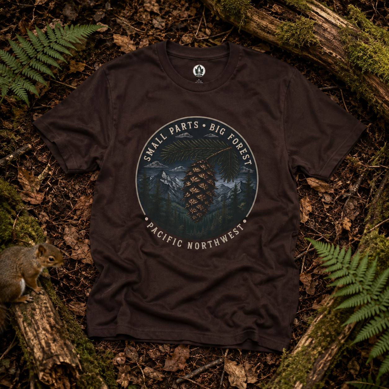 Pacific Northwest Tree T‑Shirt — “Small Parts - Big Forest” Tee