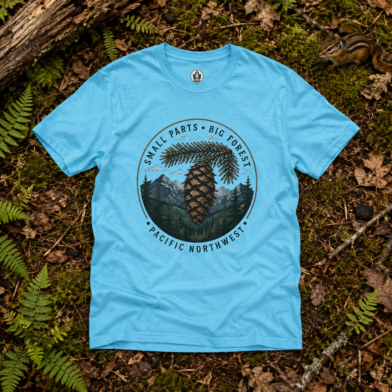 Pacific Northwest Tree T‑Shirt — “Small Parts - Big Forest” Tee