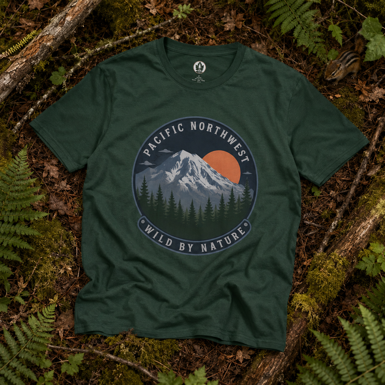 Pacific Northwest Mountain T‑Shirt — “Wild by Nature” Tee