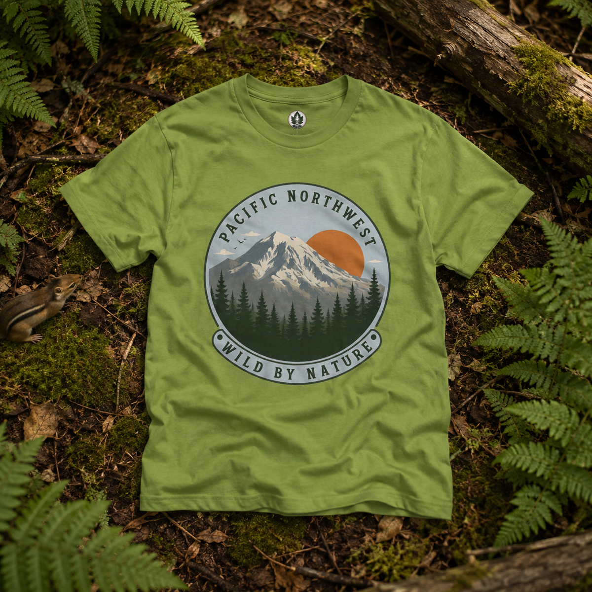 Pacific Northwest Mountain T‑Shirt — “Wild by Nature” Tee