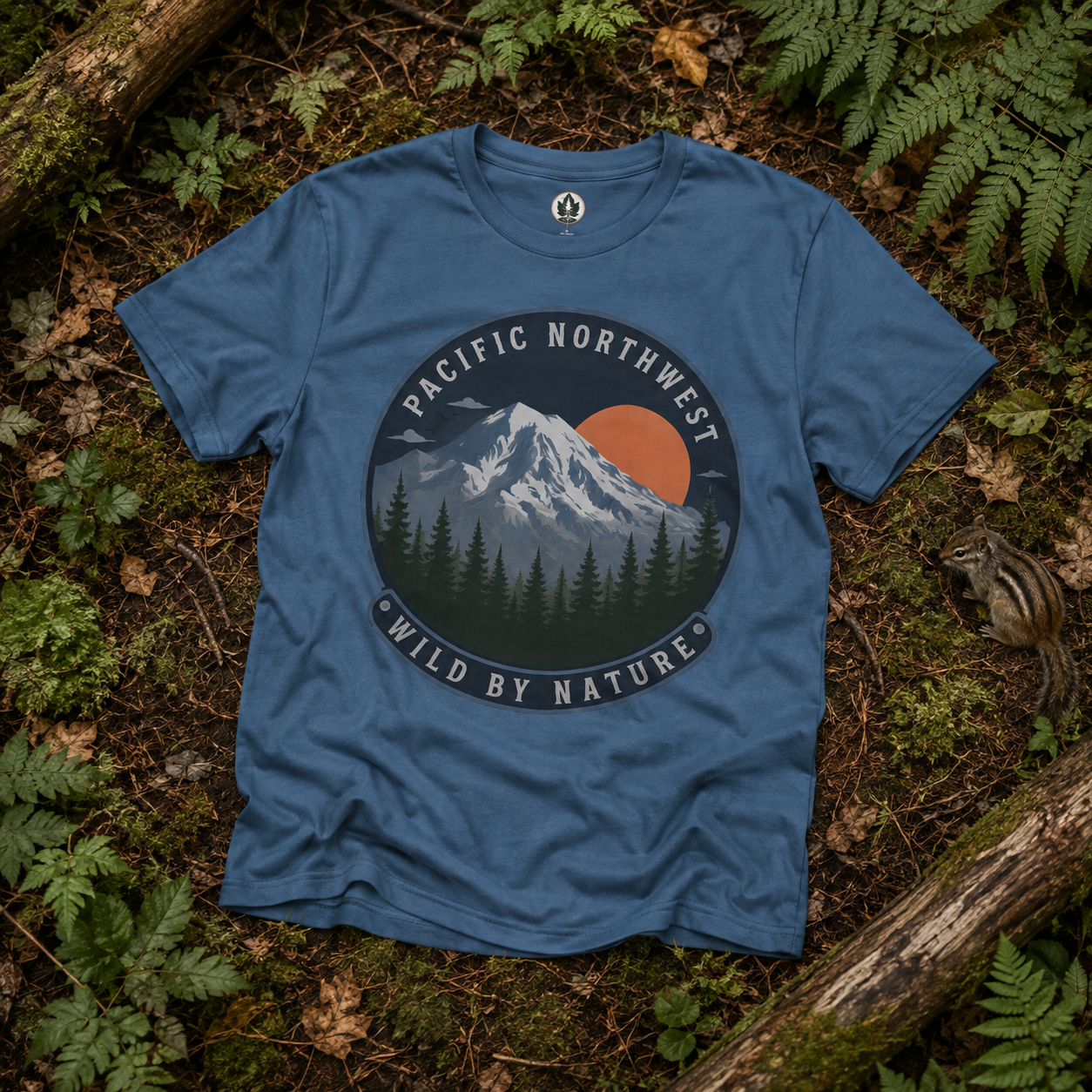 Pacific Northwest Mountain T‑Shirt — “Wild by Nature” Tee