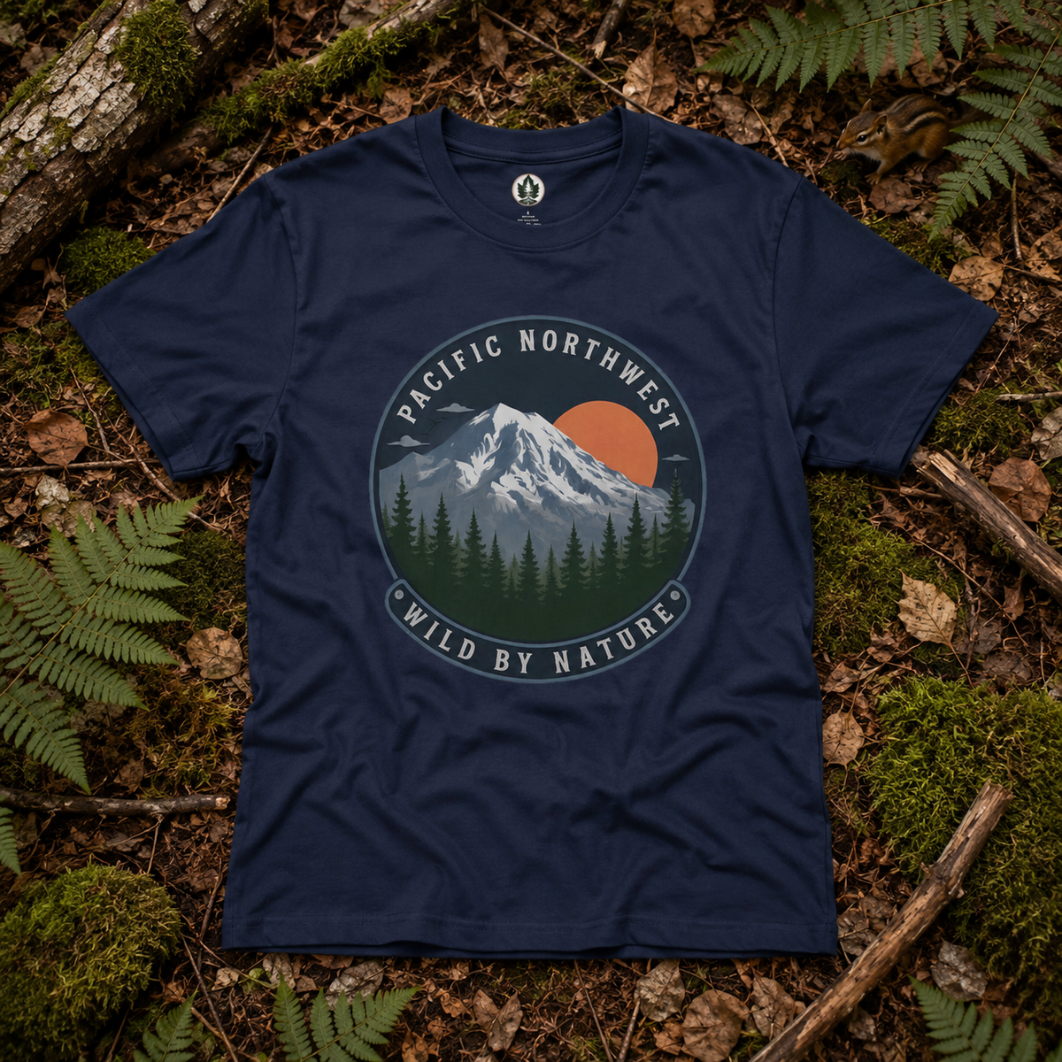 Pacific Northwest Mountain T‑Shirt — “Wild by Nature” Tee