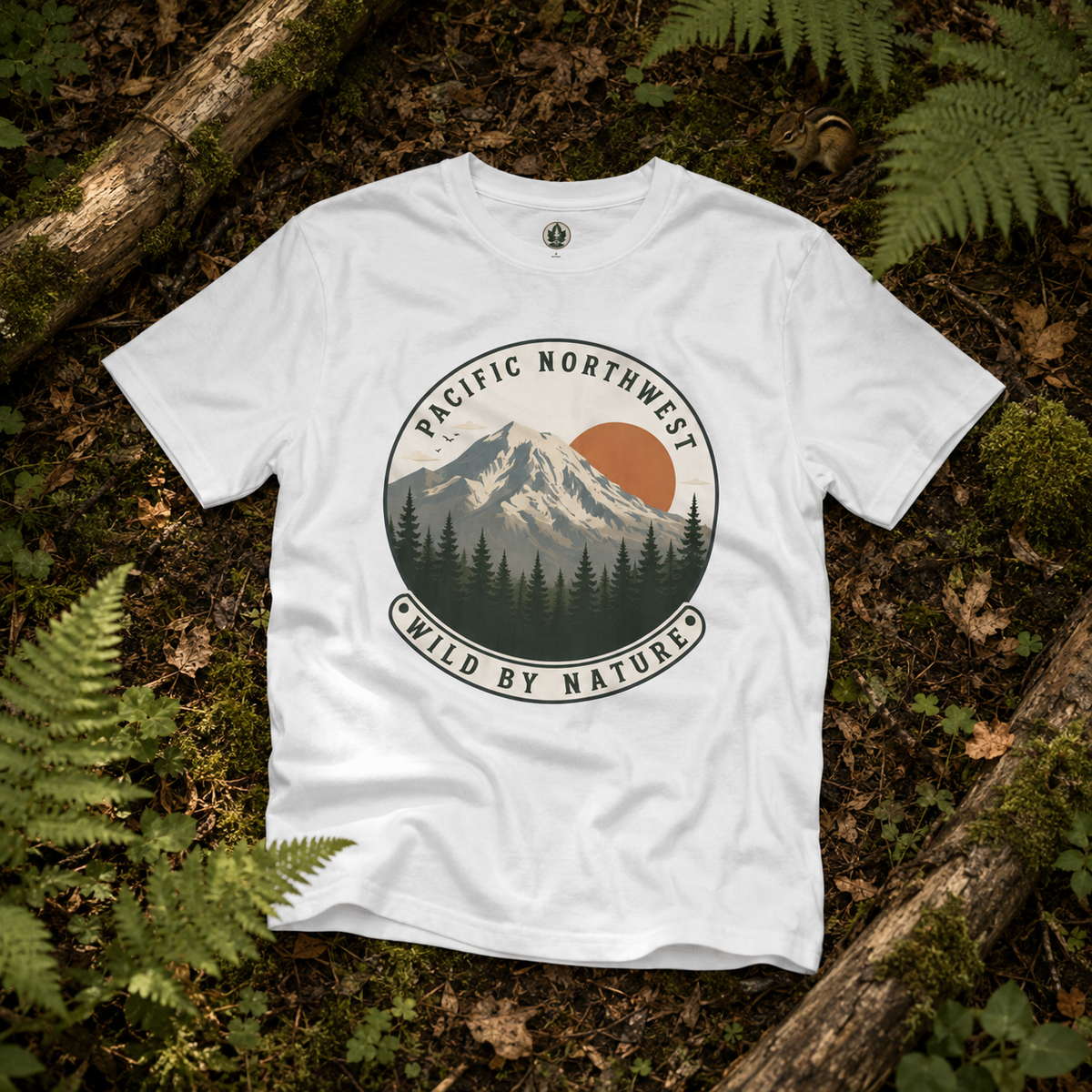Pacific Northwest Mountain T‑Shirt — “Wild by Nature” Tee